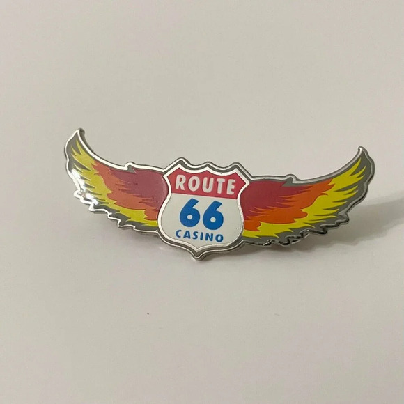 Route 66 Hotel Casino Souvenir Wings Lapel Pin - Picture 1 of 11